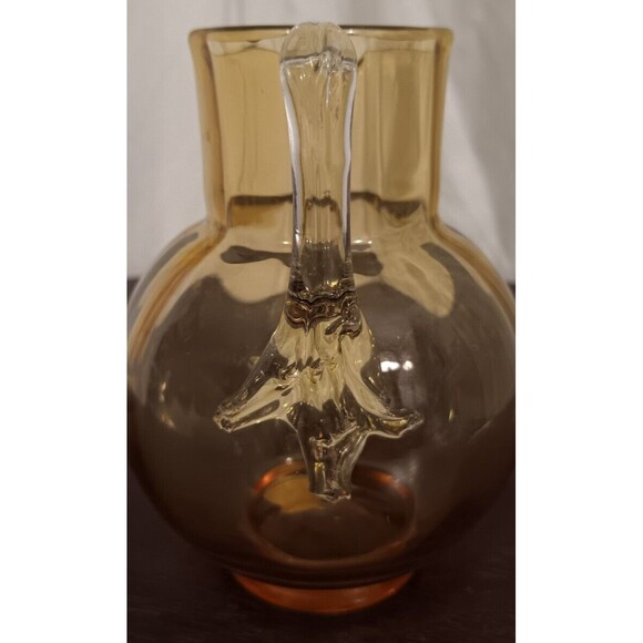 Vintage Amber Glass Cream Pitcher 5.75" Mid-Century - Picture 5 of 8